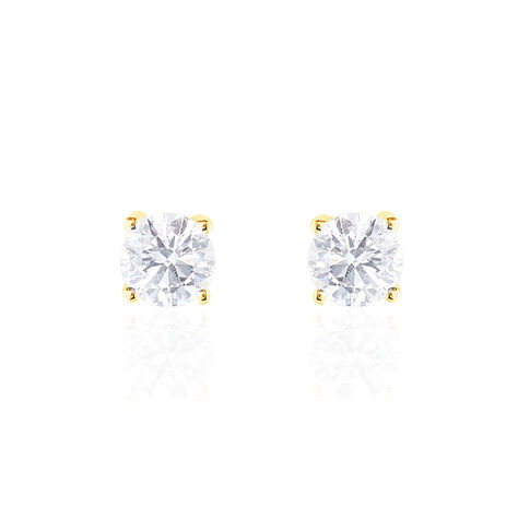 Boucles D'oreilles Puces 4 Griffes Or Jaune Diamant Synthetique - Clous d'oreilles Femme | Histoire d’Or