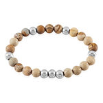 Bracelet Adonis Acier Blanc Jaspe Africain - Bracelets Homme | Histoire d&rsquo;Or