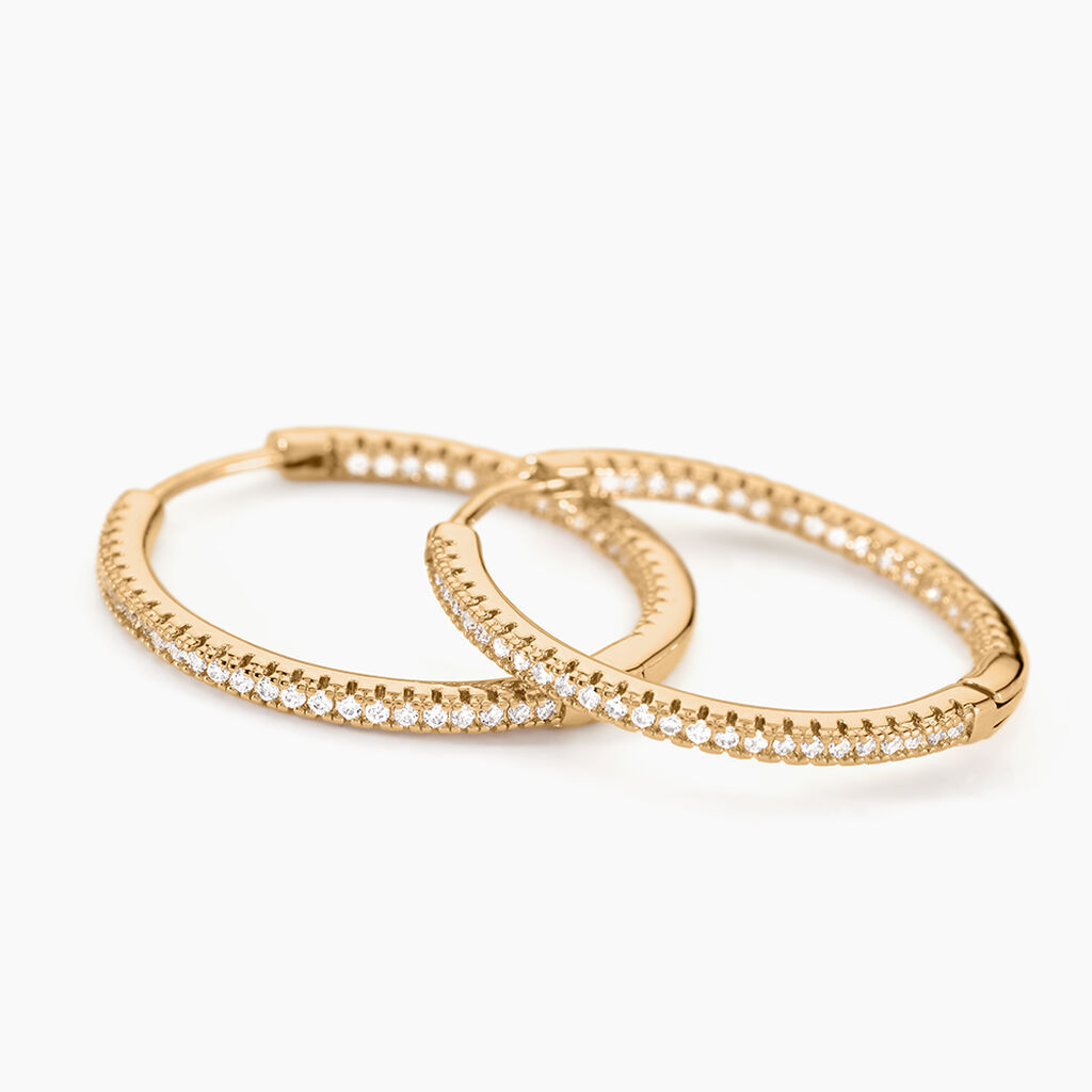 Cr&eacute;oles Karolina Rondes Plaqu&eacute; Or Jaune Oxyde De Zirconium - Boucles d'oreilles cr&eacute;oles Femme | Histoire d&rsquo;Or