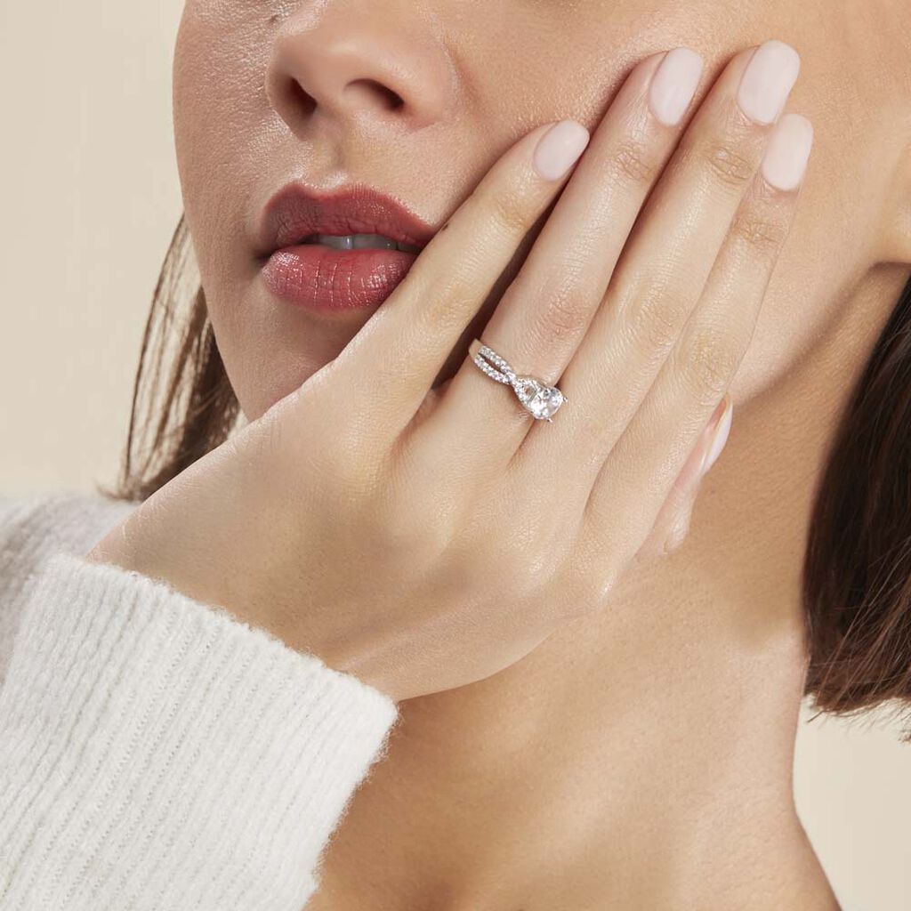 Bague Karin Argent Blanc Oxyde De Zirconium - Bagues solitaires Femme | Histoire d’Or