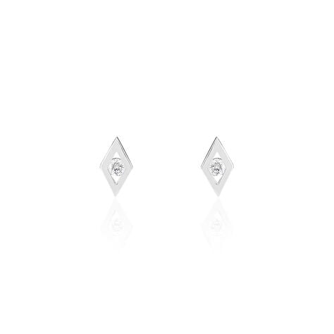 Boucles D'oreilles Puces Eirena Or Blanc Diamant - Clous d'oreilles Femme | Histoire d’Or