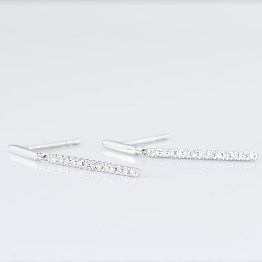 Boucles D'oreilles Puces Alayna Or Blanc Diamant - Boucles d'oreilles pendantes Femme | Histoire d’Or