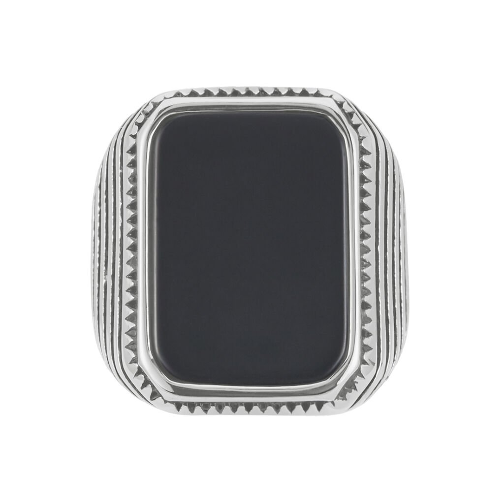 Chevaliere Acier Blanc Romanus Pierre - Bagues solitaires Homme | Histoire d&rsquo;Or