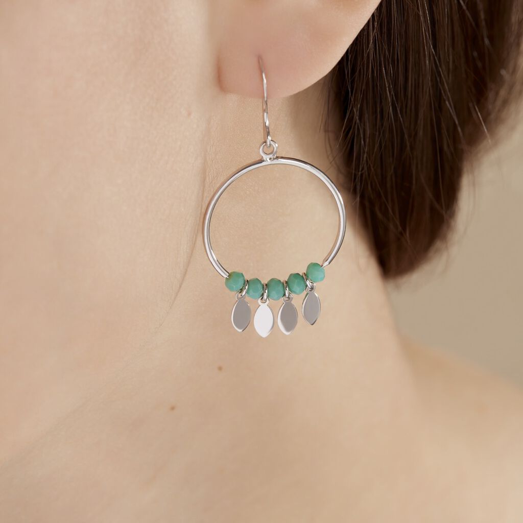 Boucles D'oreilles Pendantes Polyna Argent Blanc Pierre De Synthese - Boucles d'oreilles fantaisie Femme | Histoire d’Or