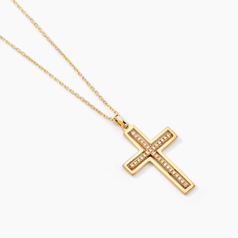 Collier Croix Or Jaune Diamant - Sautoirs Femme | Histoire d’Or