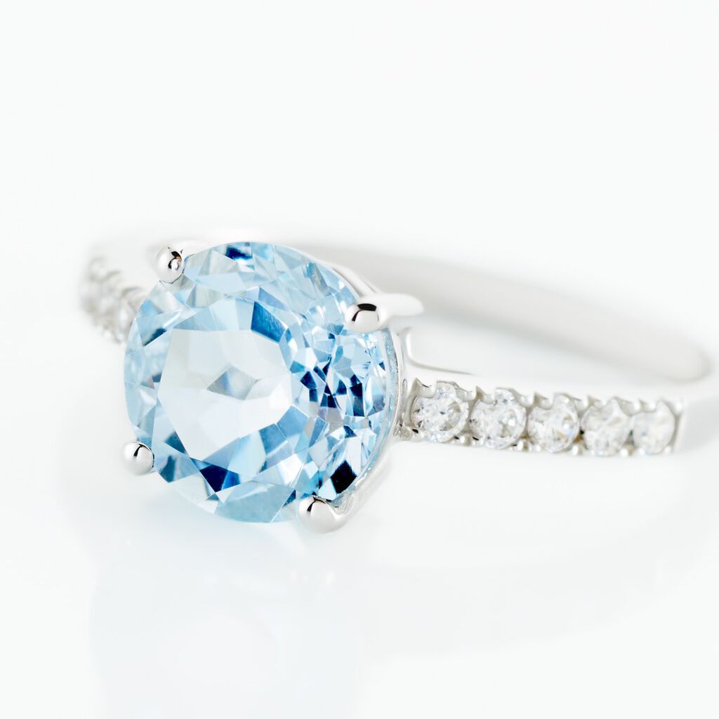 Bague Or Blanc Terese Topaze Oxydes De Zirconium - Bagues solitaires Femme | Histoire d&rsquo;Or