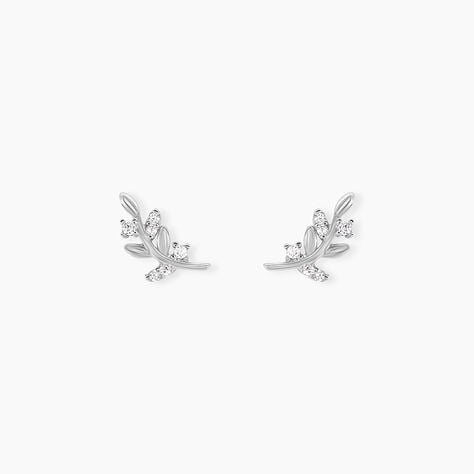 Boucles D'oreilles Puces Evonne Argent Blanc Oxyde De Zirconium - Boucles d'oreilles fantaisie Femme | Histoire d&rsquo;Or
