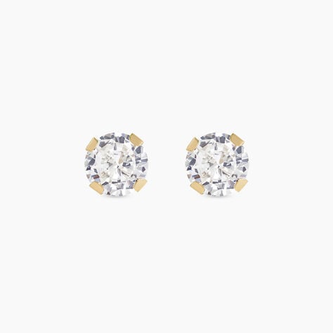 Boucles D'oreilles Puces Eddie Or Jaune Oxyde De Zirconium - Clous d'oreilles Femme | Histoire d&rsquo;Or