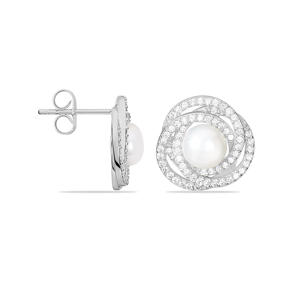 Boucles D'oreilles Pendantes Matilda Argent  Perle Culture Et Oxyde - Boucles d'oreilles pendantes Femme | Histoire d&rsquo;Or