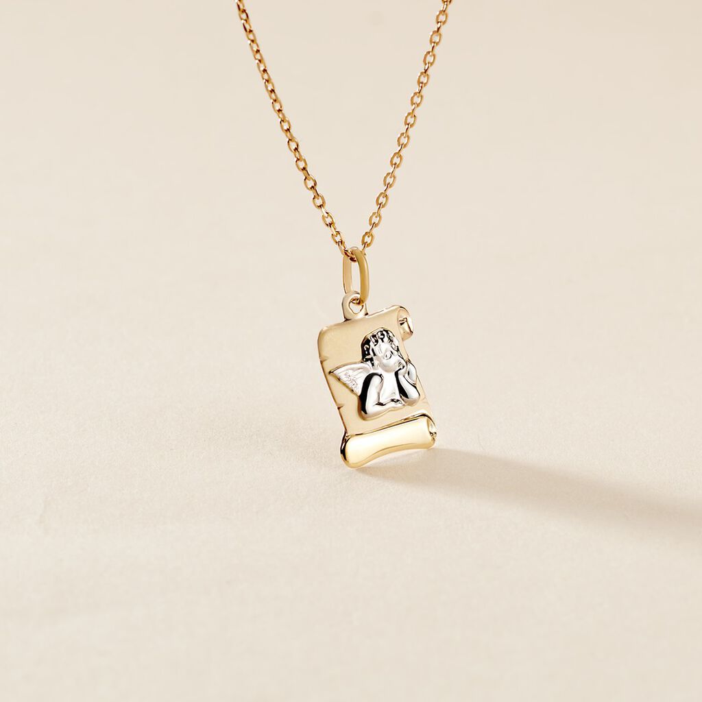 Pendentif Ange Parchemin Or Bicolore - Cadeaux de naissance Enfant | Histoire d’Or
