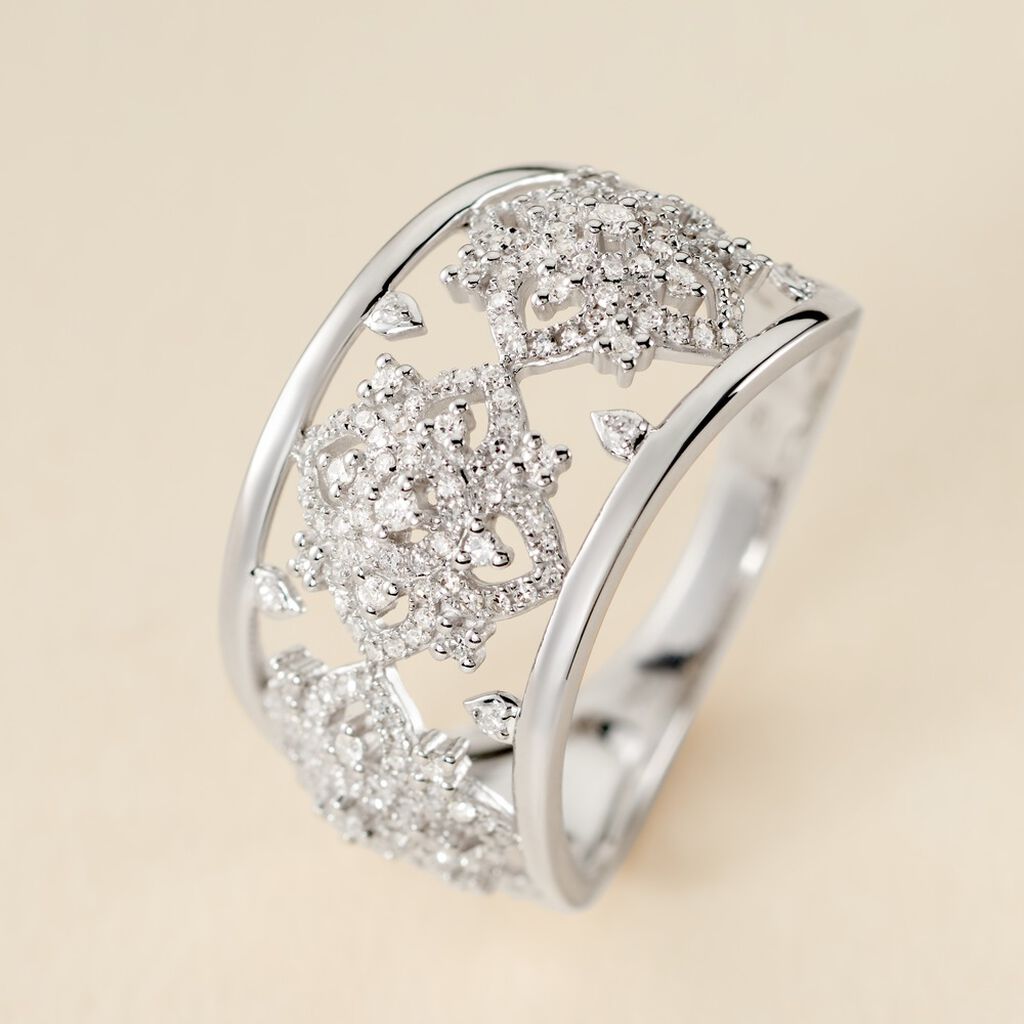 Bague Ros&eacute;e Or Blanc Diamant - Bagues avec pierre Femme | Histoire d&rsquo;Or