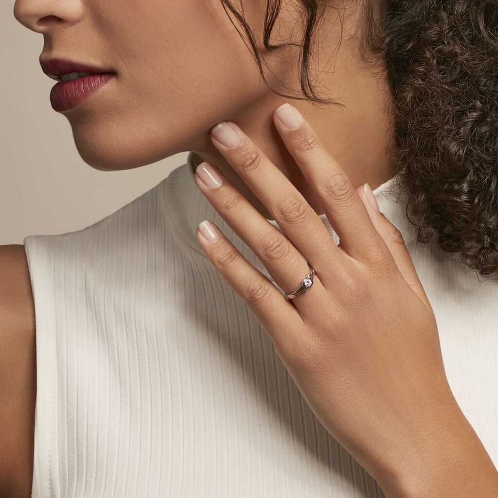 Bague Lyse Argent Blanc Oxyde De Zirconium - Bagues solitaires Femme | Histoire d’Or