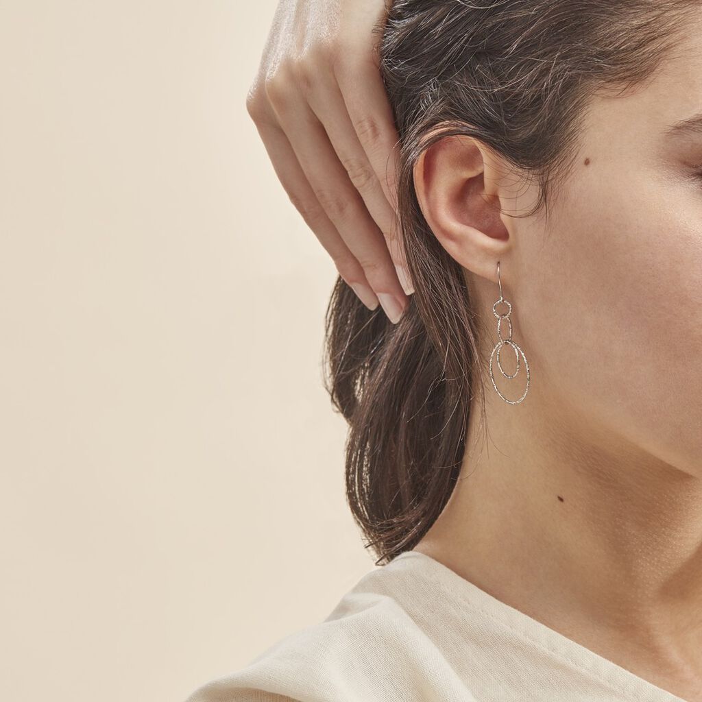 Boucles D'oreilles Pendantes Flaura Argent Blanc - Boucles d'oreilles fantaisie Femme | Histoire d’Or