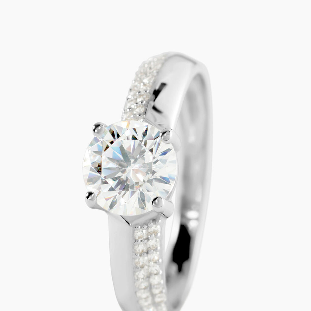 Bague Solitaire Messine Or Blanc Oxyde De Zirconium - Bagues solitaires Femme | Histoire d&rsquo;Or