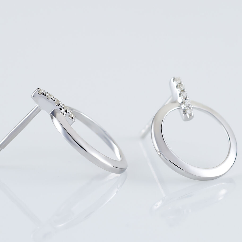 Boucles D'oreilles Puces Melissande Or Blanc Diamant - Clous d'oreilles Femme | Histoire d’Or