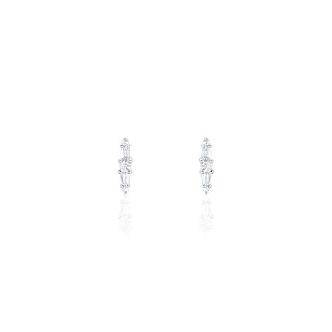 Boucles D'oreilles Puces Adriaan Argent Blanc Oxyde De Zirconium - Boucles d'oreilles fantaisie Femme | Histoire d’Or
