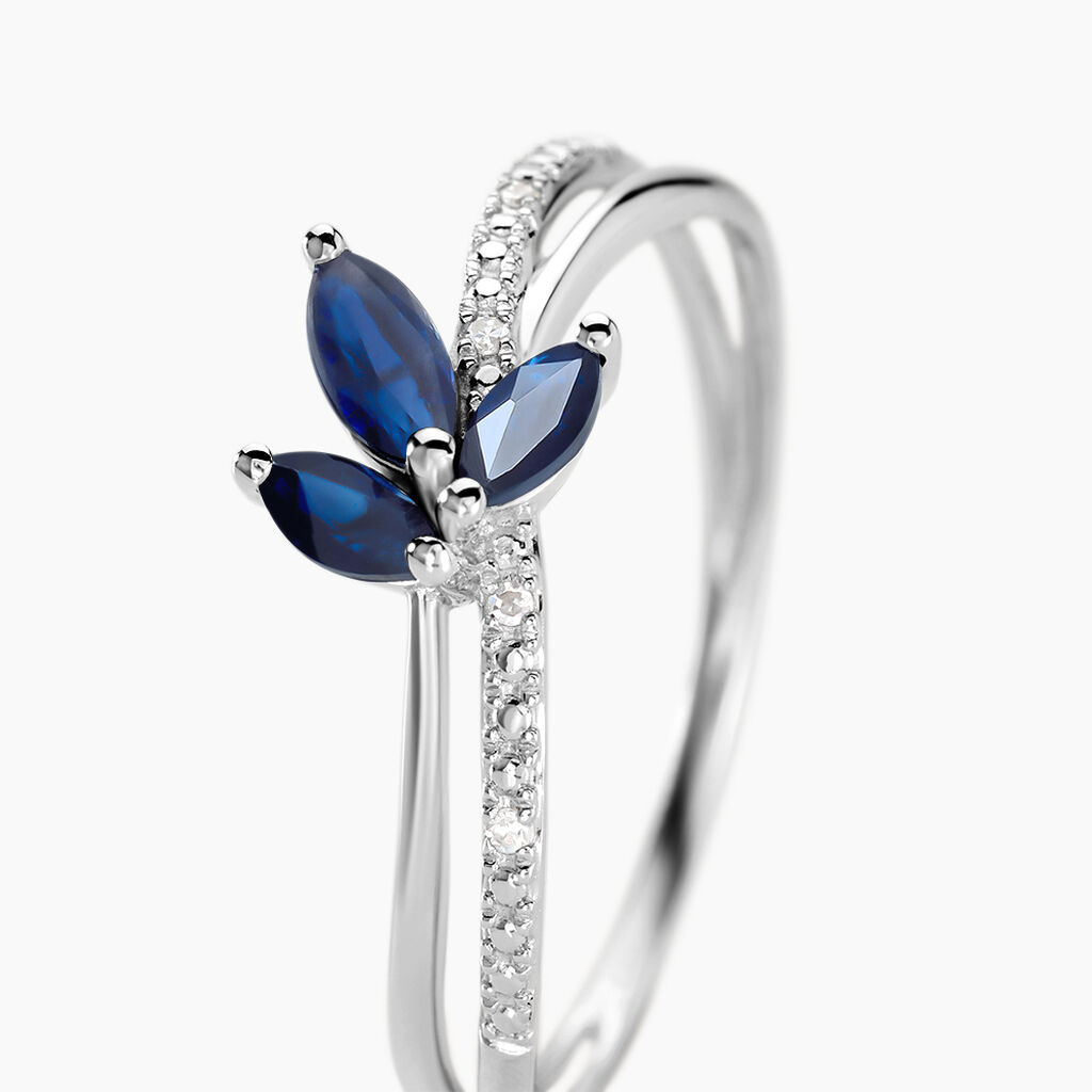 Bague Angie Or Blanc Saphir Diamant - Bagues avec pierre Femme | Histoire d’Or