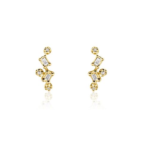 Boucles D'oreilles Puces Joy Or Jaune Diamant - Clous d'oreilles Femme | Histoire d’Or