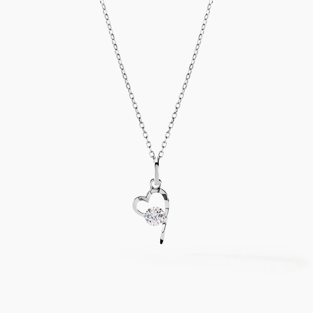 Collier Romance Or Blanc Oxyde De Zirconium - Colliers Femme | Histoire d&rsquo;Or