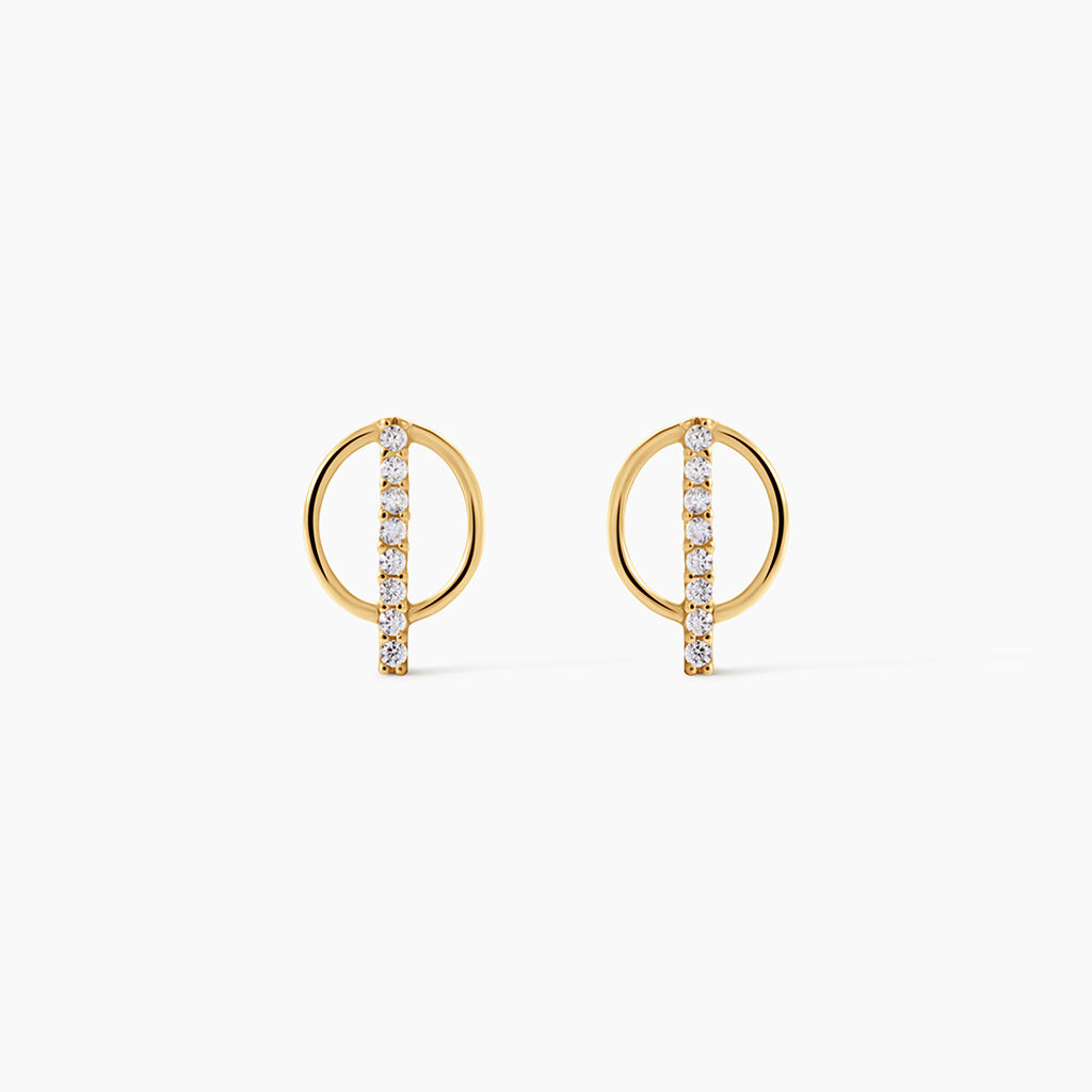 Boucles D'Oreilles Puces Coletta Argent Dor&eacute; A L'Or 750/1000 Oxyde De Zirconium - Boucles d'oreilles fantaisie Enfant | Histoire d&rsquo;Or