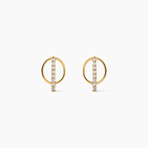 Boucles D'Oreilles Puces Coletta Argent Dor&eacute; A L'Or 750/1000 Oxyde De Zirconium - Boucles d'oreilles fantaisie Enfant | Histoire d&rsquo;Or