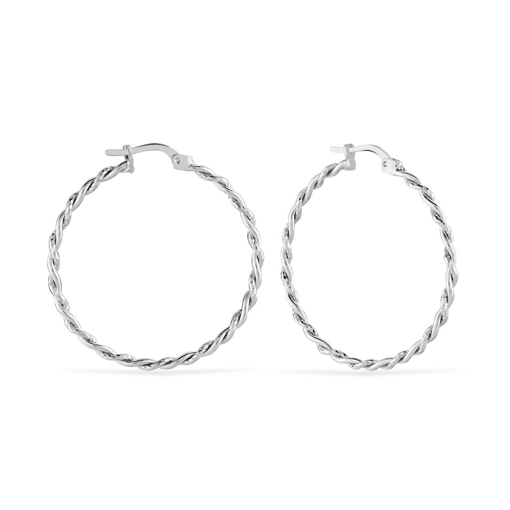 Créoles Argent Blanc Abie - Boucles d'oreilles créoles Femme | Histoire d’Or