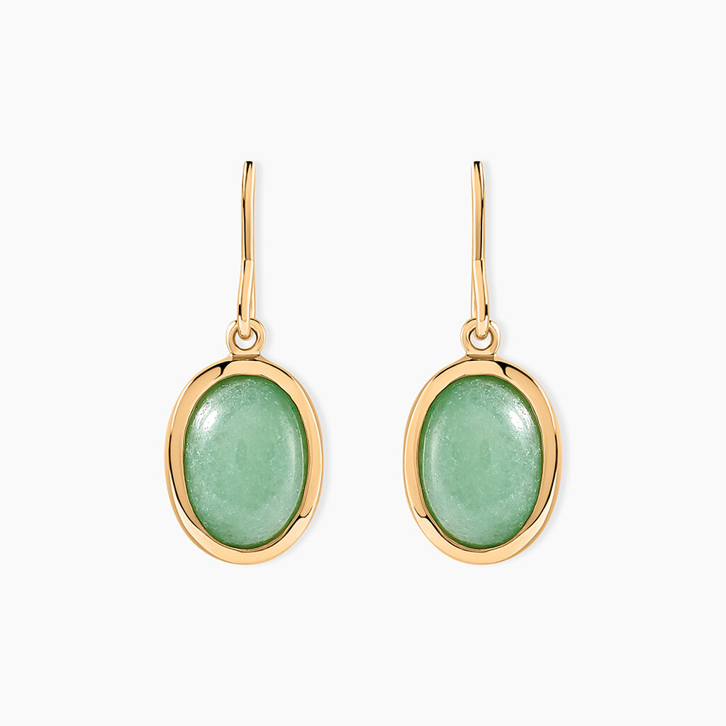 Boucles D'oreilles Pendantes Veina Plaqu&eacute; Or Jaune Aventurine - Boucles d'oreilles fantaisie Femme | Histoire d&rsquo;Or
