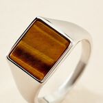 Chevali&egrave;re Argent Blanc Atilio Oeil De Tigre - Bagues solitaires Homme | Histoire d&rsquo;Or