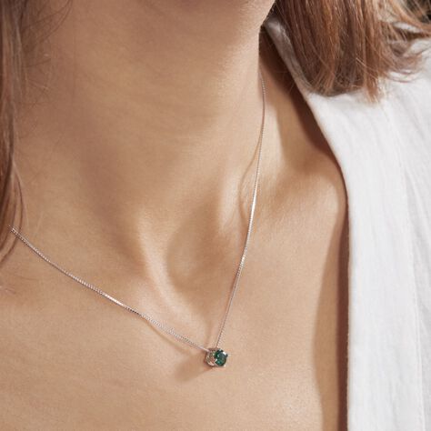 Collier Dwight Argent Blanc Oxyde De Zirconium Vert - Colliers fantaisie Femme | Histoire d’Or