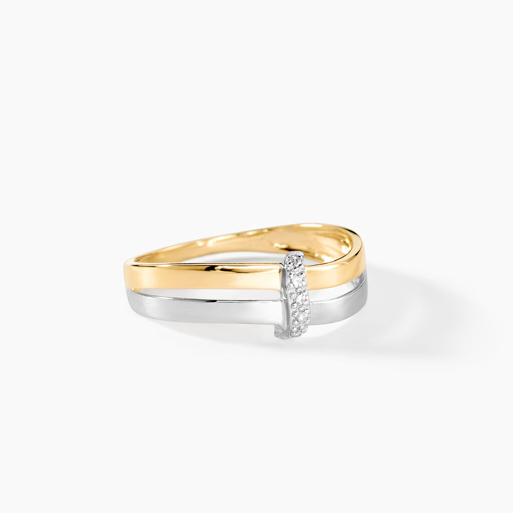 Bague Lisella Or Bicolore Diamant - Bagues avec pierre Femme | Histoire d&rsquo;Or