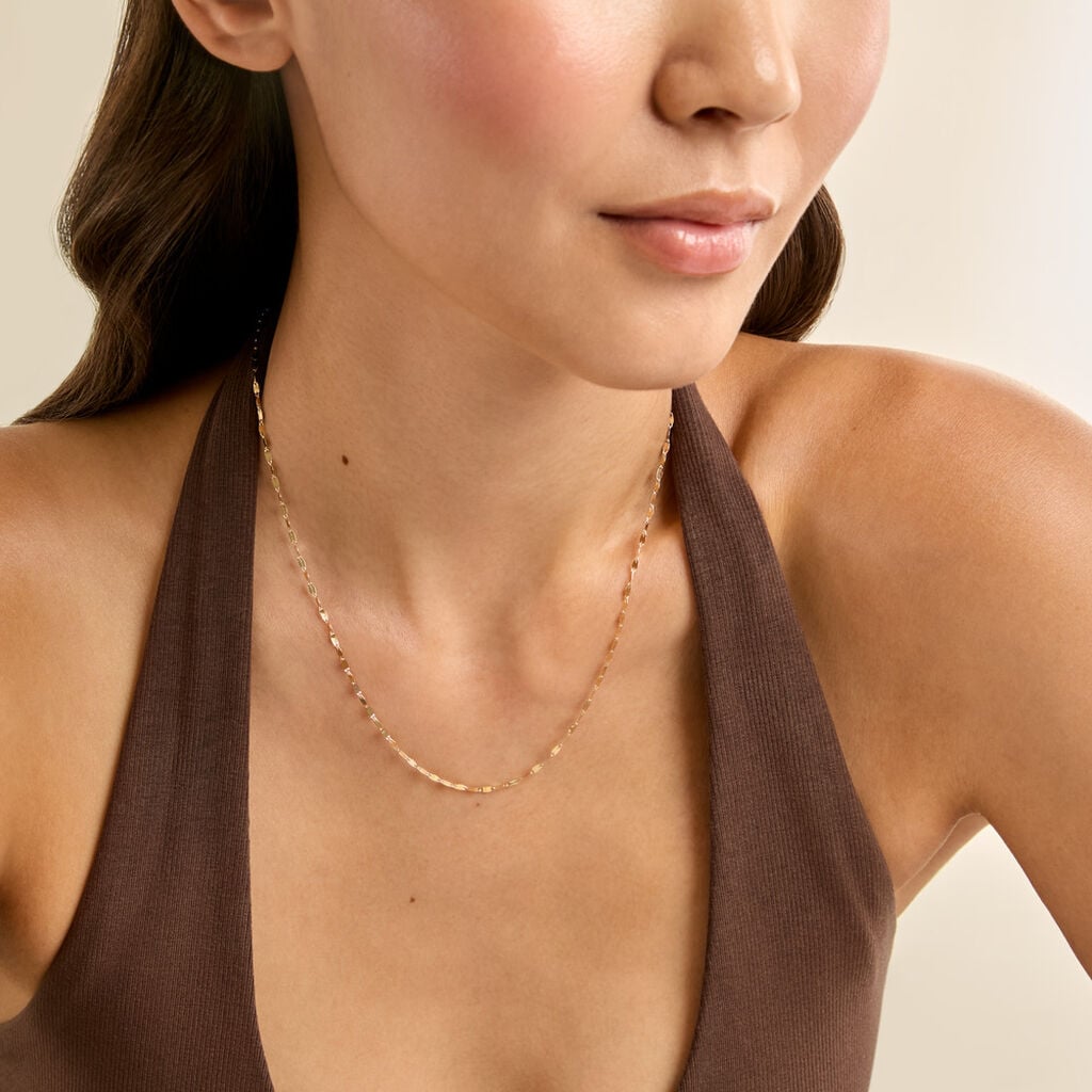 Collier Camelie Argent Dor&eacute; A L'Or 750/1000 - Bijoux sans pierre Femme | Histoire d&rsquo;Or