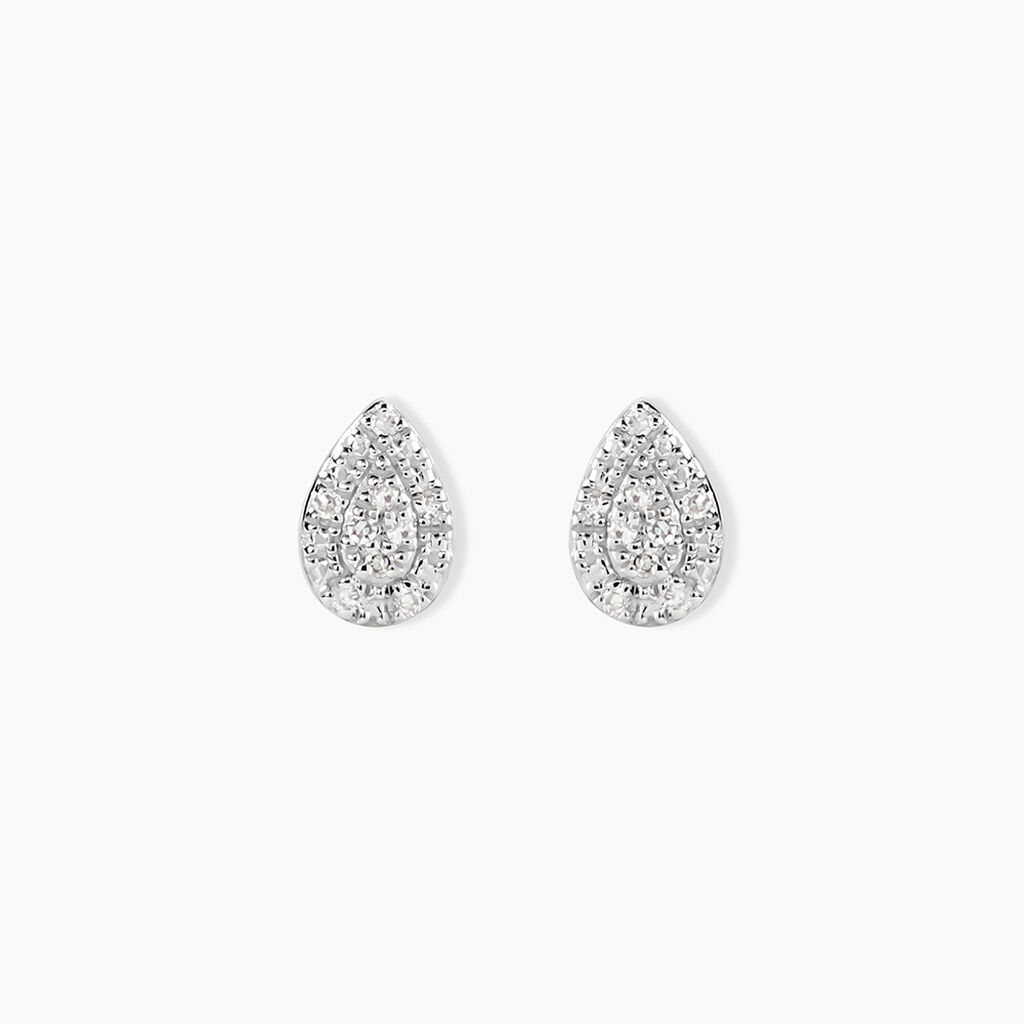 Boucles D'oreilles Puces Pear C Or Jaune Diamant - Clous d'oreilles Femme | Histoire d’Or
