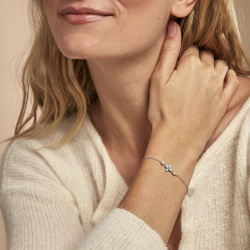 Bracelet Bluebirds Argent Blanc Turquoise Oxyde De Zirconium - Bracelets Femme | Histoire d’Or