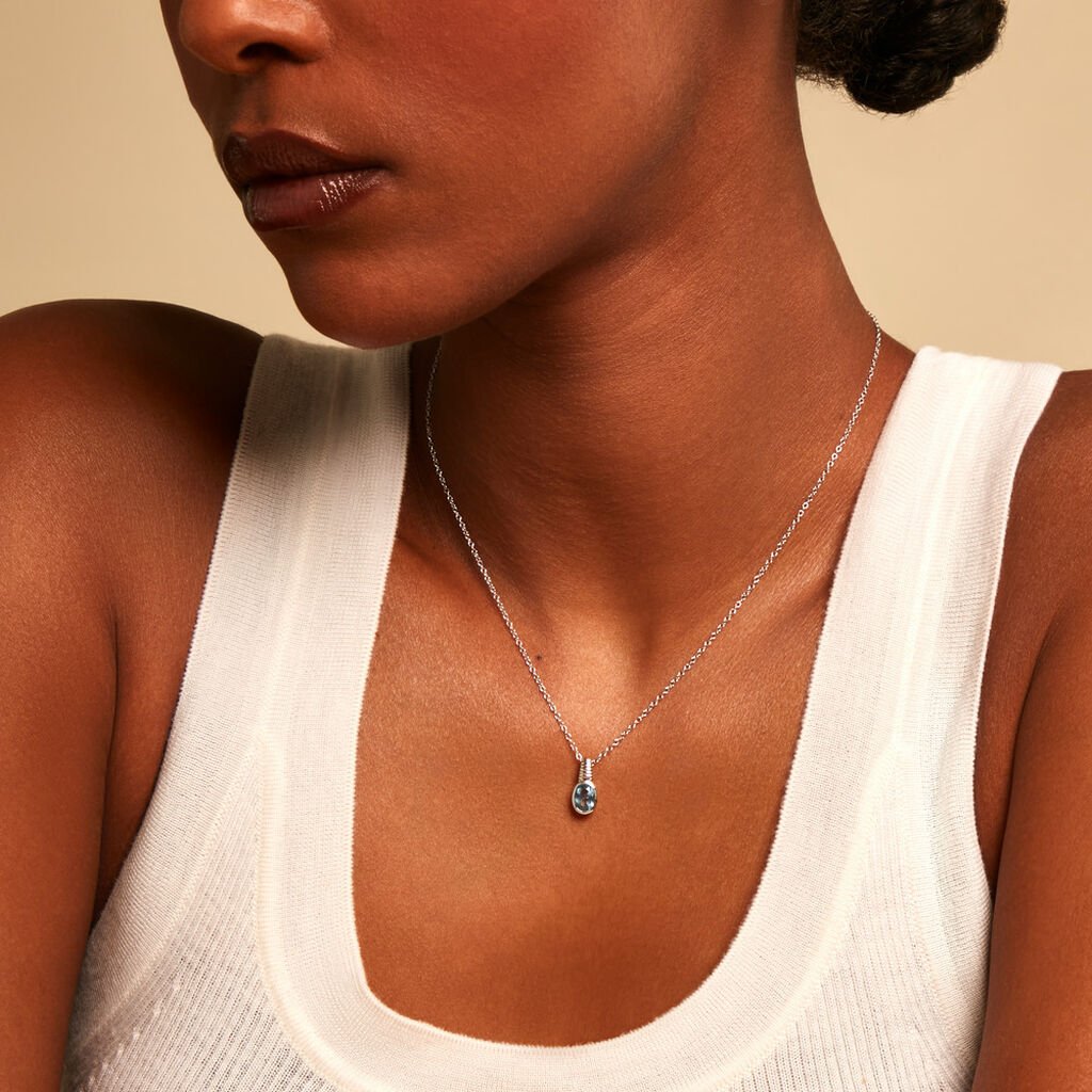 Collier Elowen Argent Blanc Pierre De Synthese - Colliers fantaisie Femme | Histoire d&rsquo;Or