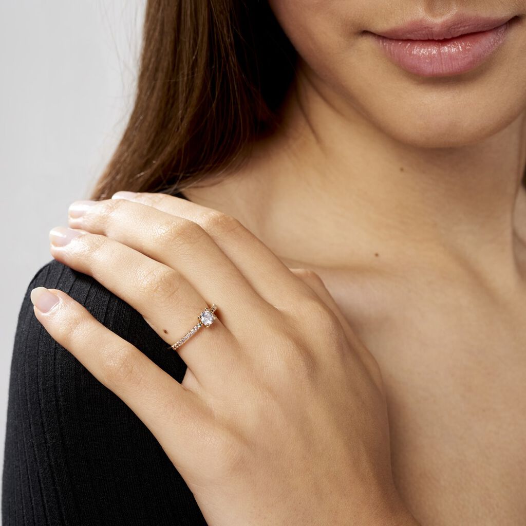 Bague Solitaire Mireilla Plaqué Or Jaune Oxyde De Zirconium - Bagues solitaires Femme | Histoire d’Or
