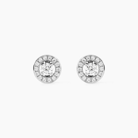 Boucles D'oreilles Puces Star Or Blanc Oxyde De Zirconium - Clous d'oreilles Femme | Histoire d&rsquo;Or