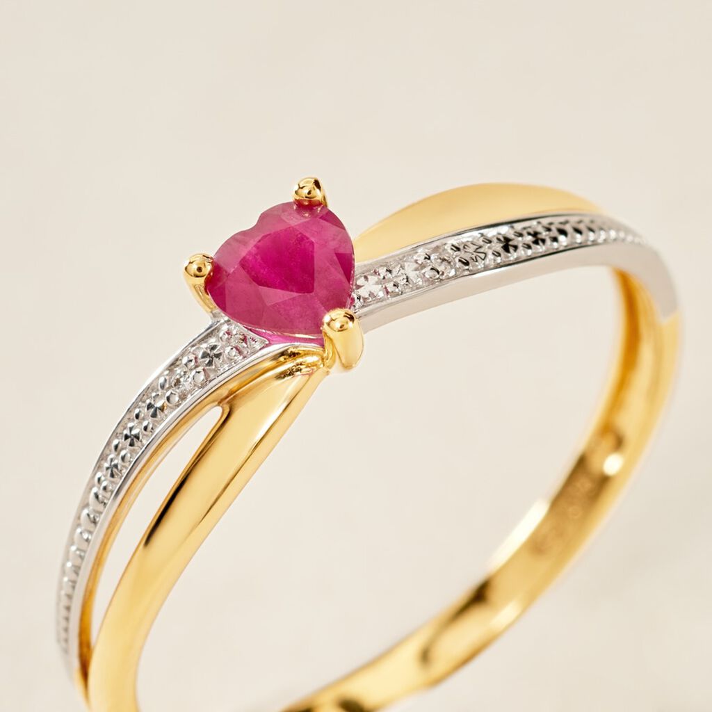 Bague Skylar Or Bicolore Rubis Diamant - Bagues solitaires Femme | Histoire d’Or