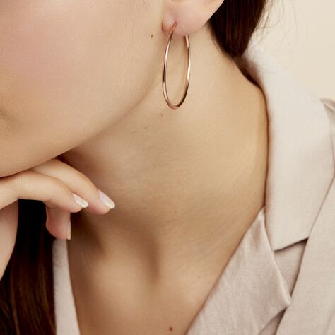 Creoles Argent Rose Olympia - Boucles d'oreilles créoles Femme | Histoire d’Or