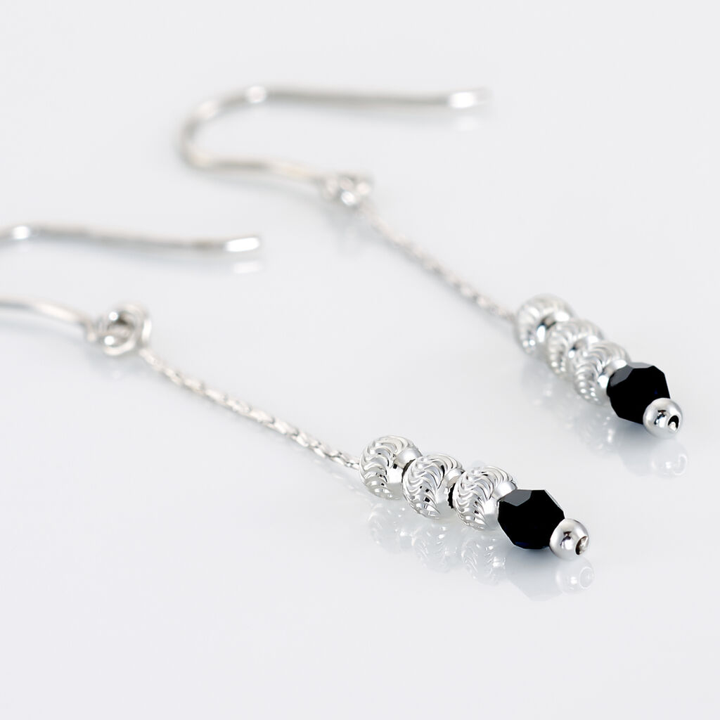 Boucles D'oreilles Pendantes Cyprielle Argent Blanc Pierre De Synthese - Boucles d'oreilles fantaisie Femme | Histoire d’Or