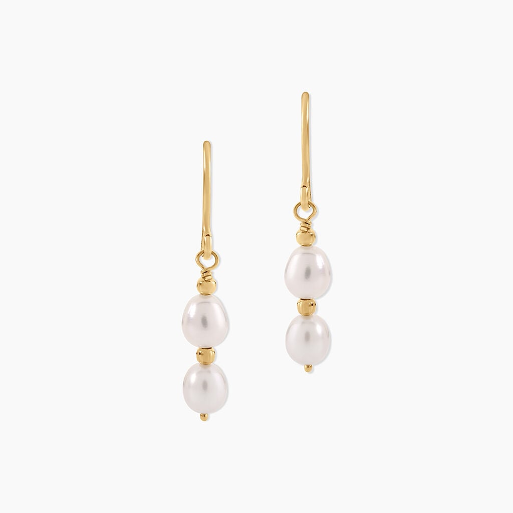 Boucles D'Oreilles Pendantes Pearly Argent Dor&eacute; A L'Or 750/1000 Perle De Culture - Boucles d'oreilles pendantes  | Histoire d&rsquo;Or