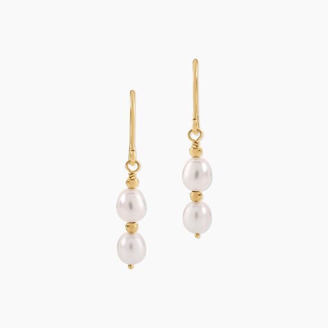 Boucles D'Oreilles Pendantes Pearly Argent Dor&eacute; A L'Or 750/1000 Perle De Culture - Boucles d'oreilles pendantes  | Histoire d&rsquo;Or