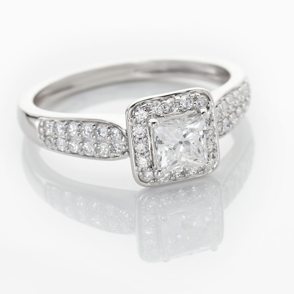 Solitaire Or Blanc  Princessa Diamant Synthetique - Bagues solitaires Femme | Histoire d&rsquo;Or