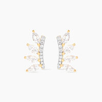 Boucles D'oreilles Puces Tiara Or Jaune Oxyde De Zirconium