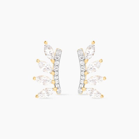 Boucles D'oreilles Puces Tiara Or Jaune Oxyde De Zirconium - Clous d'oreilles Femme | Histoire d’Or