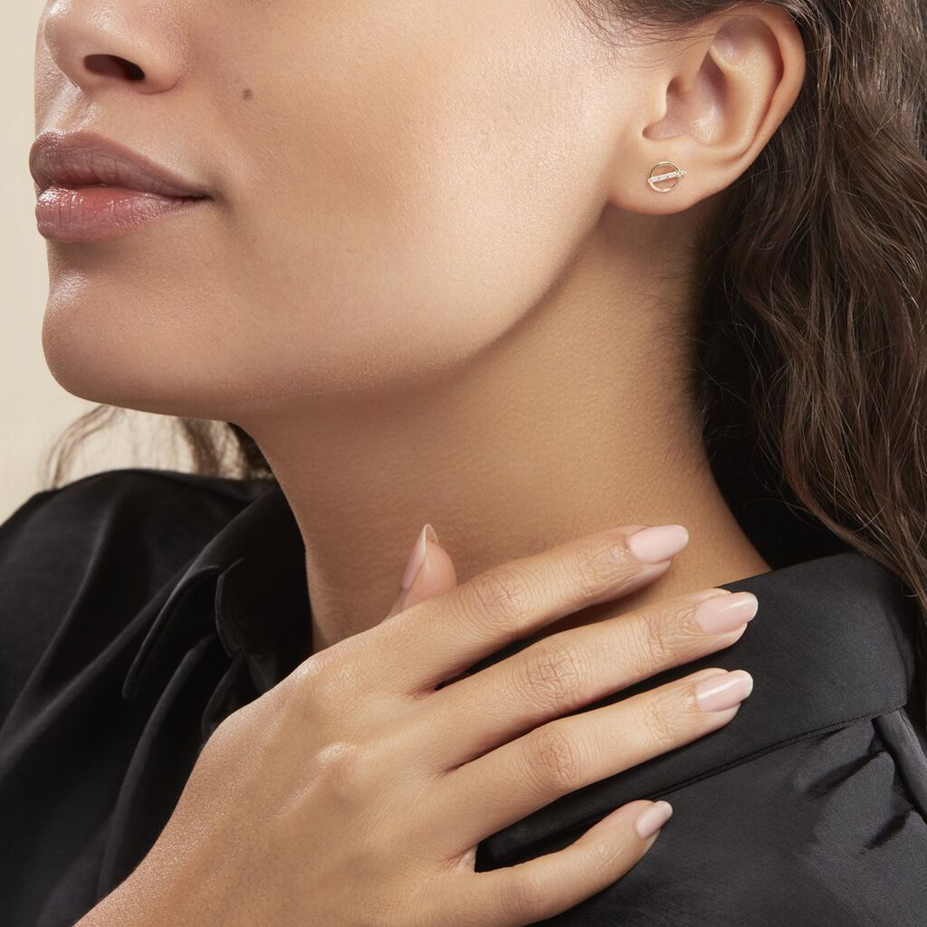 Boucles D'oreilles Pendantes Edmee Cercle Or Jaune Oxyde De Zirconium - Boucles d'oreilles pendantes Femme | Histoire d’Or