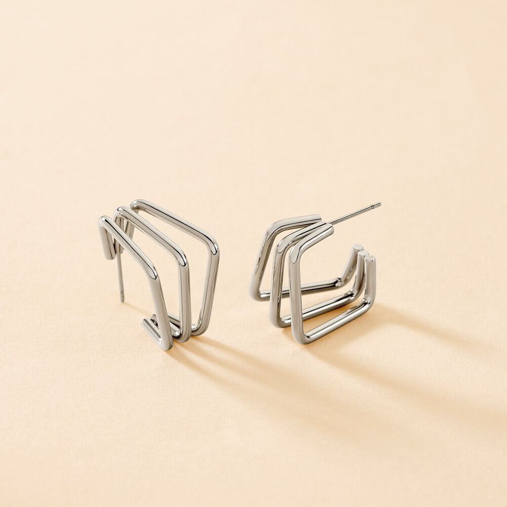 Cr&eacute;oles Stormie Acier Blanc - Boucles d'oreilles cr&eacute;oles Femme | Histoire d&rsquo;Or