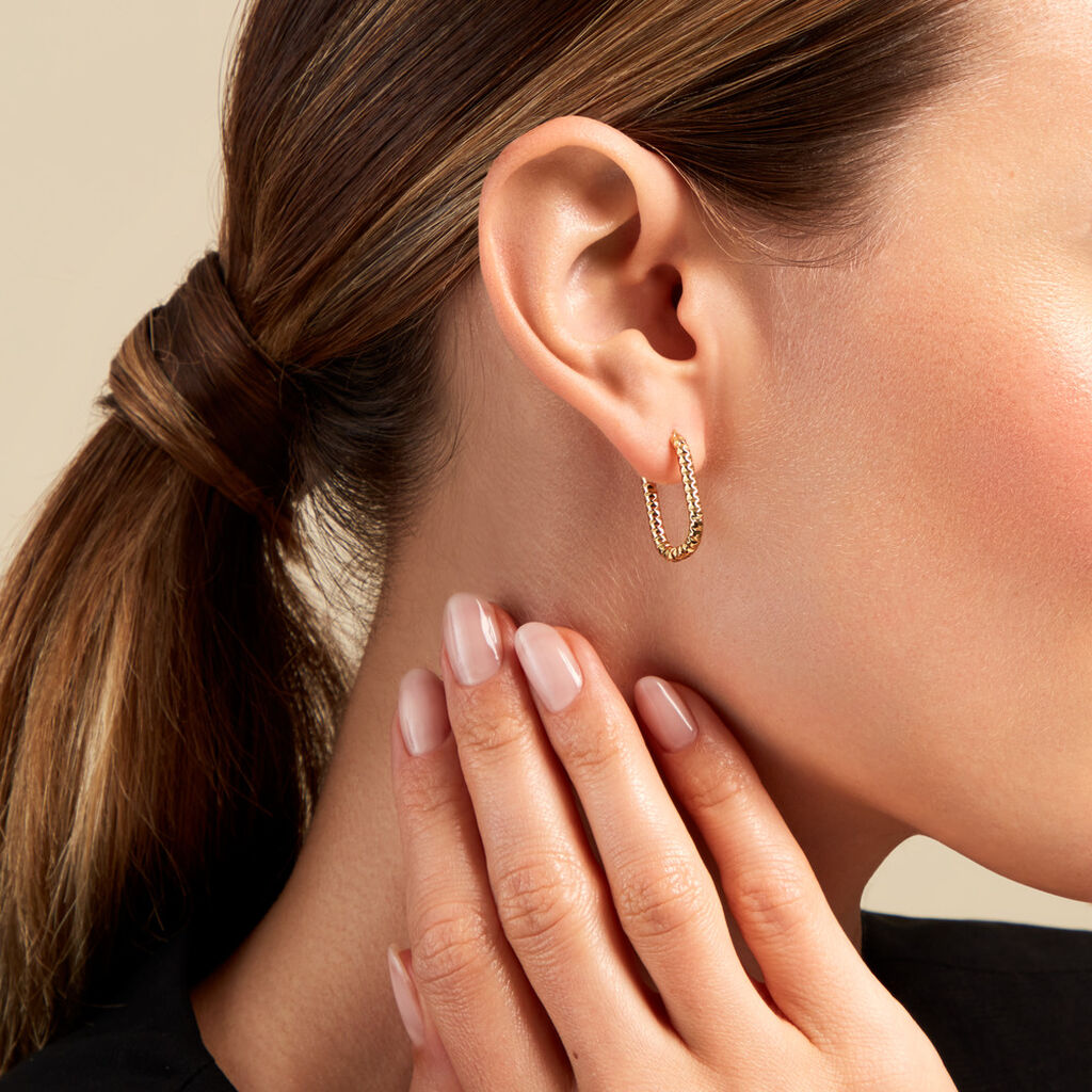 Créoles Spencer Acier Jaune - Boucles d'oreilles créoles Femme | Histoire d’Or