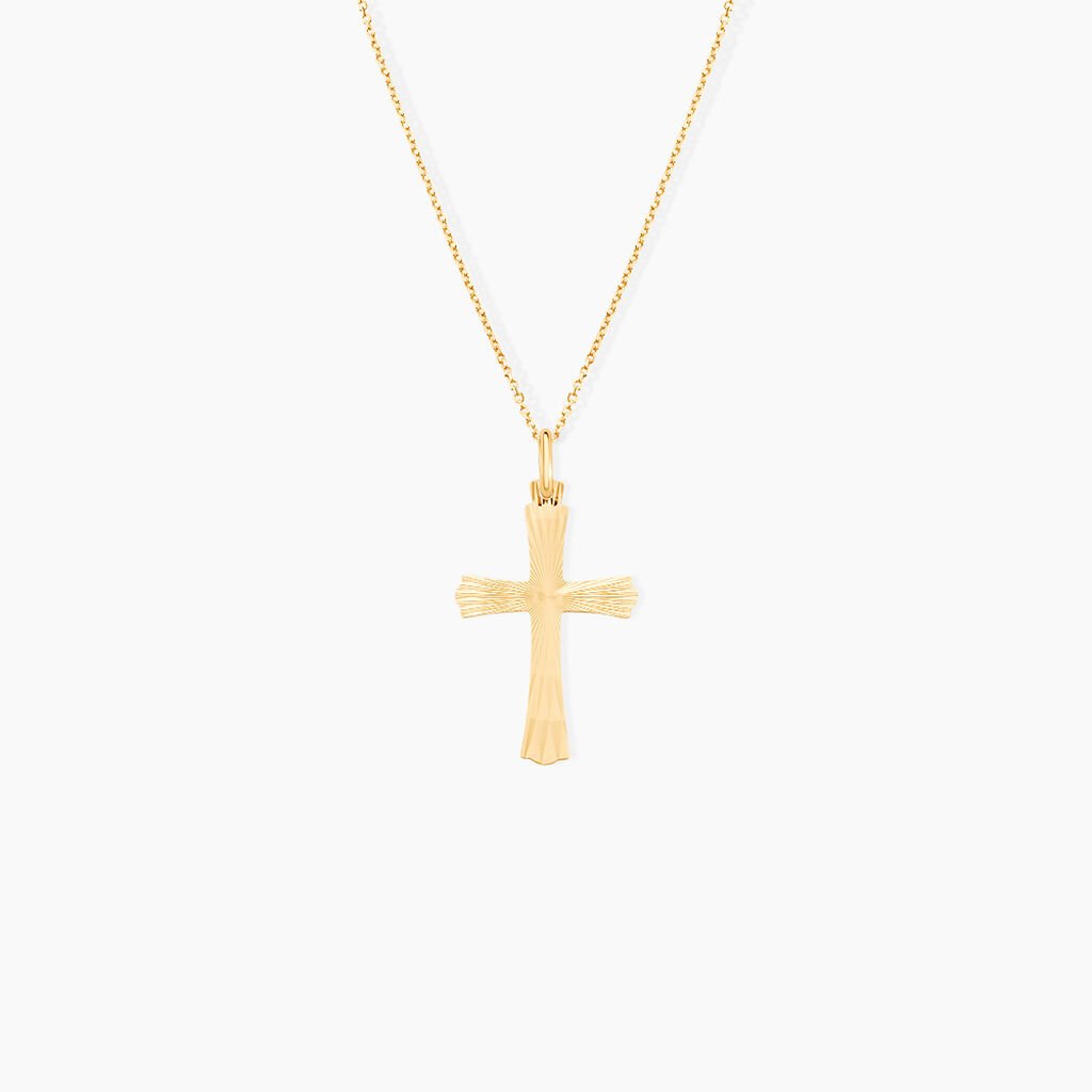 Pendentif Benny Croix Ciselee Or Jaune - Pendentifs Bapt&ecirc;me Famille | Histoire d&rsquo;Or