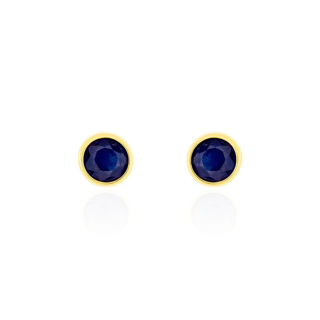 Boucles D'oreilles Puces Edy Serti Clos Or Jaune Saphir - Clous d'oreilles Femme | Histoire d’Or