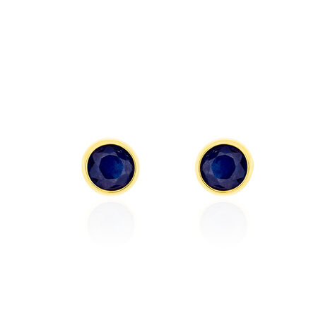 Boucles D'oreilles Puces Edy Serti Clos Or Jaune Saphir - Clous d'oreilles Femme | Histoire d’Or